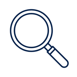 Line art icon of a magnifying glass